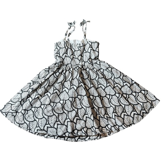 Janie & Jack Girls Sz 8 Black & White Embroidered Leaf Sleeveless Lined Dress - Picture 2 of 11